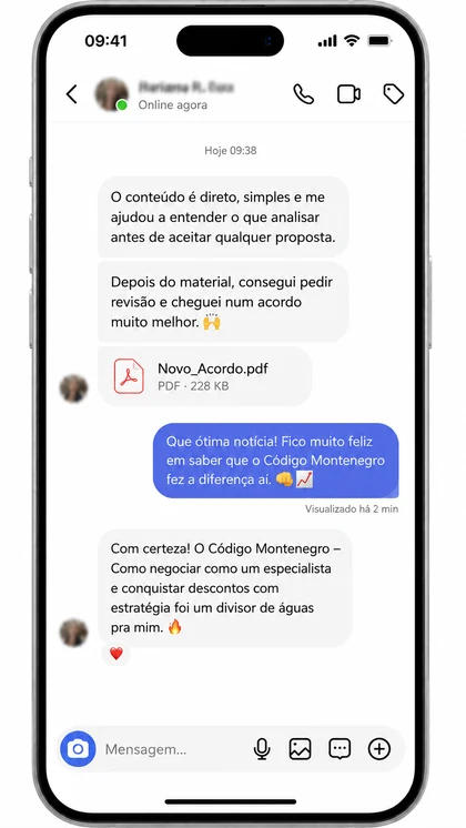 Print da conversa 1: O conteúdo é direto, simples e me ajudou a entender o que analisar antes de aceitar qualquer proposta.