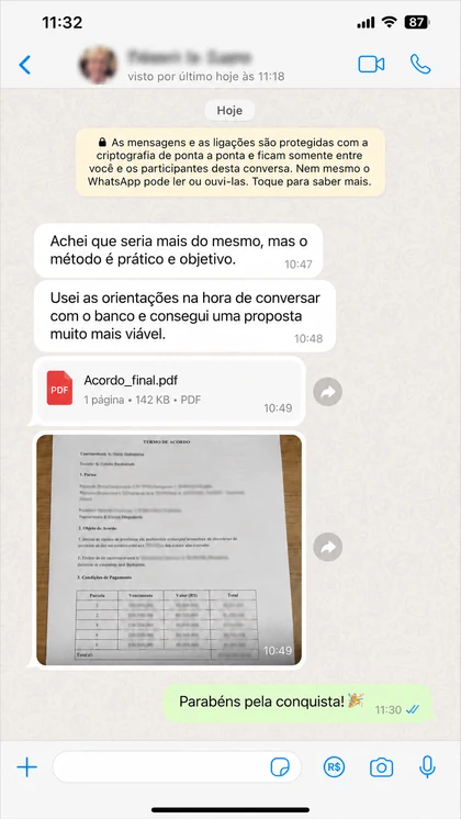 Print da conversa 2: Achei que seria mais do mesmo, mas o método é prático e objetivo.