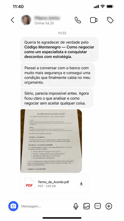 Print da conversa 3: Sério, parecia impossível antes. Agora ficou claro o que analisar e como negociar sem aceitar qualquer coisa.